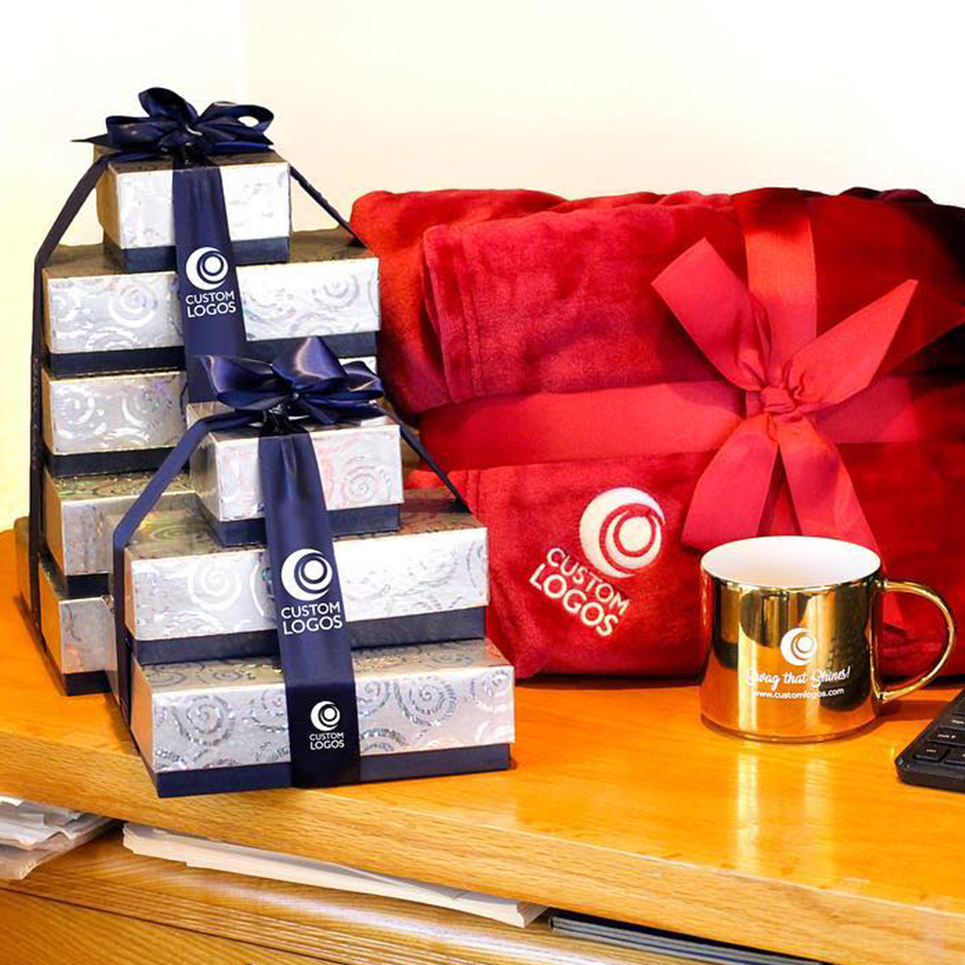 image showing custom branded wrapped gift set